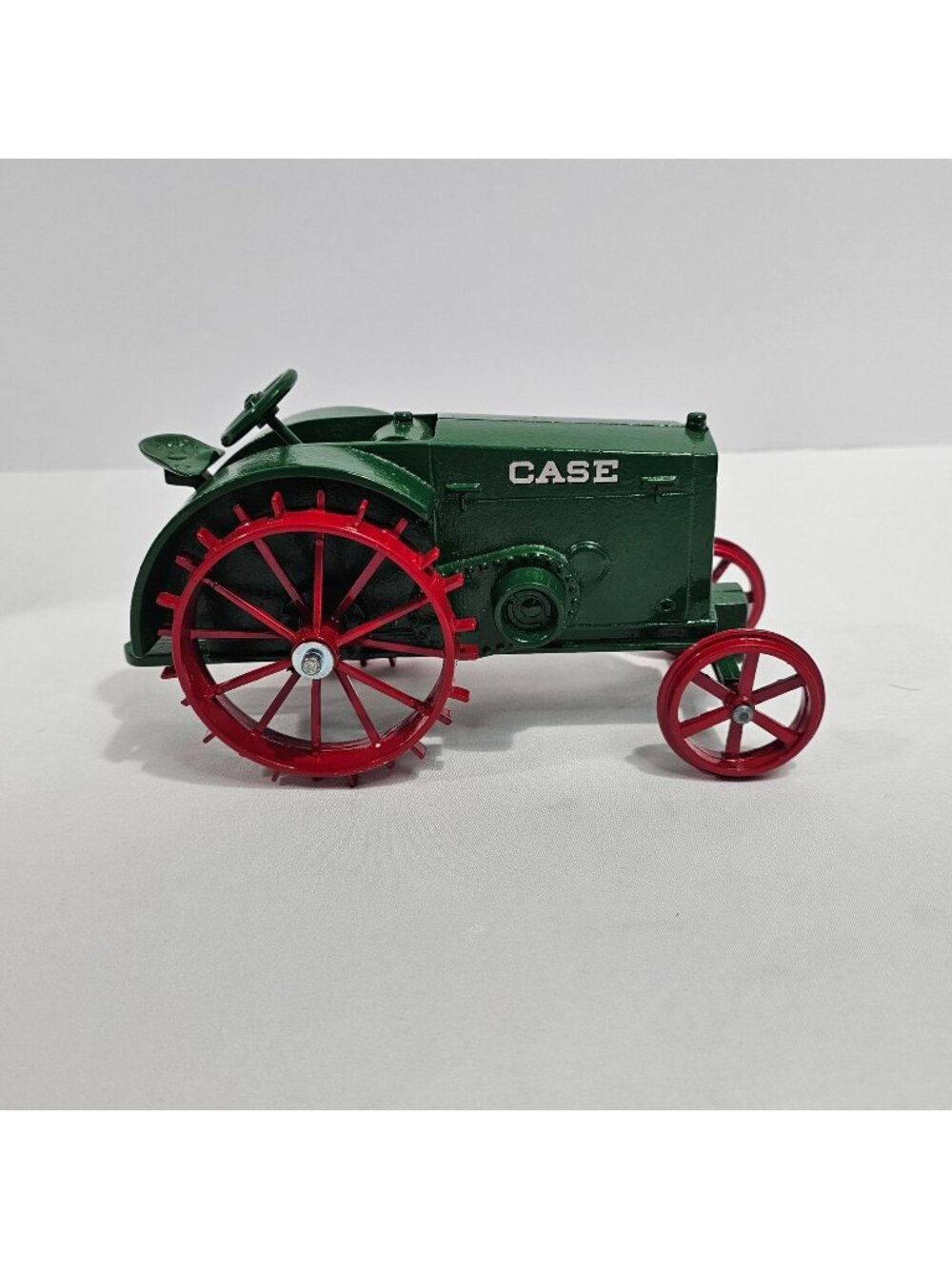 Vintage Case Toy Tractor Metal Collectible With Red Spoked Wheels & Green Body F